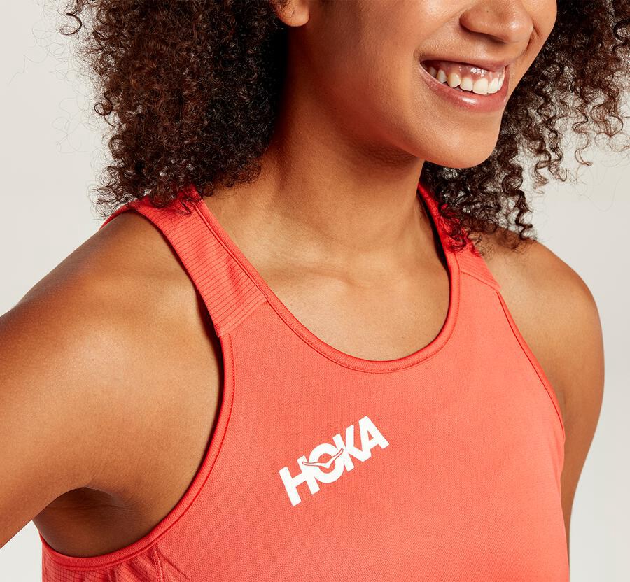 Hoka One One Performance Tank Top Dam - Orange - DHNSU-1960